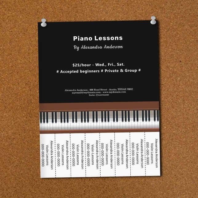 Piano Lessons Tear Off Strips Flyer (Piano Lessons Tear Off Strips Flyer)