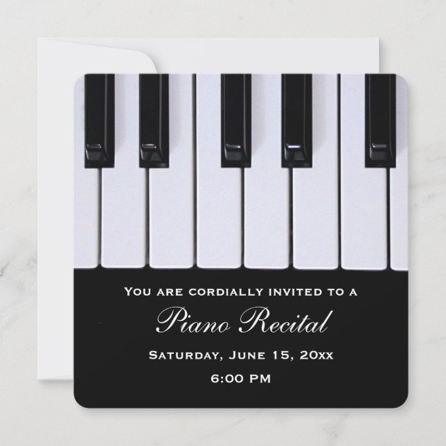 Piano Llaves Piano Recital Invitaciones (Anverso)