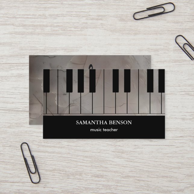 Piano Músico tarjeta de visita con nota musical (Anverso/Reverso In Situ)