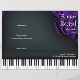 Piano negro sobre el programa de recitales plegado