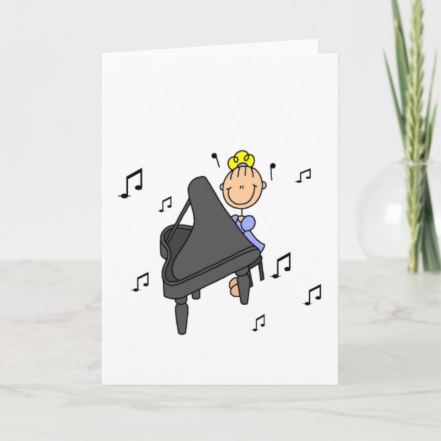Piano Player Stick Figura Tarjeta de saludo (Anverso)