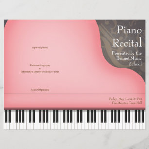 Píano rosado plegado de piano o programa de recita