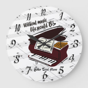 Piano - sin vida de la música reloj de pared plano