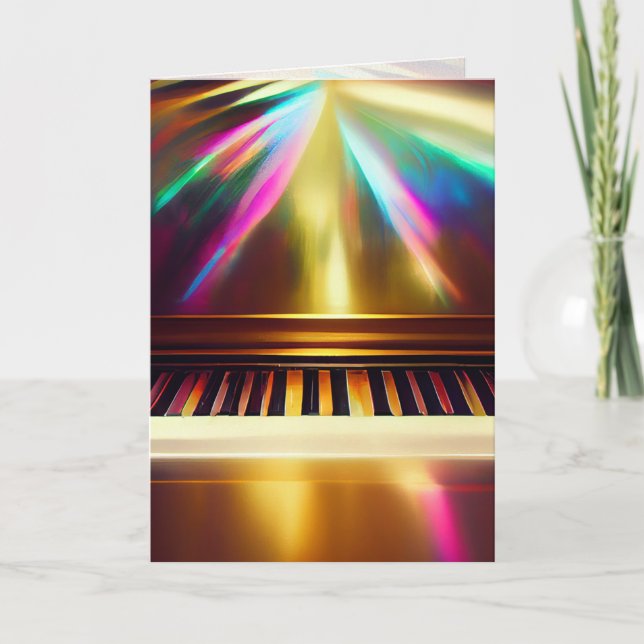 Piano, tarjeta de felicitación por teclado/nota (Anverso)
