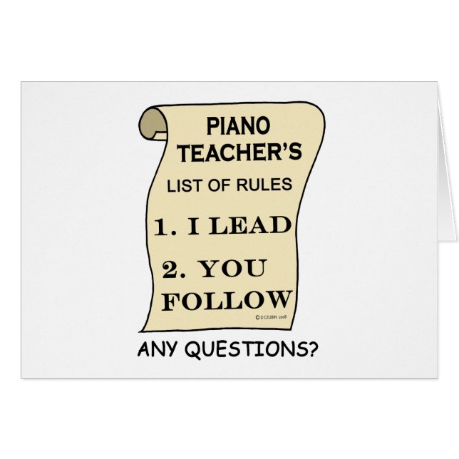 Piano Teacher Lista De Reglas (Anverso (Horizontal))