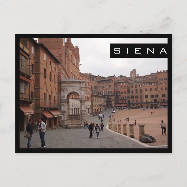 Piazza del Campo, postal de marco negro de Siena (Anverso)