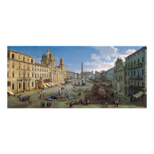 Piazza Navona, tarjeta de rack de arte de Roma