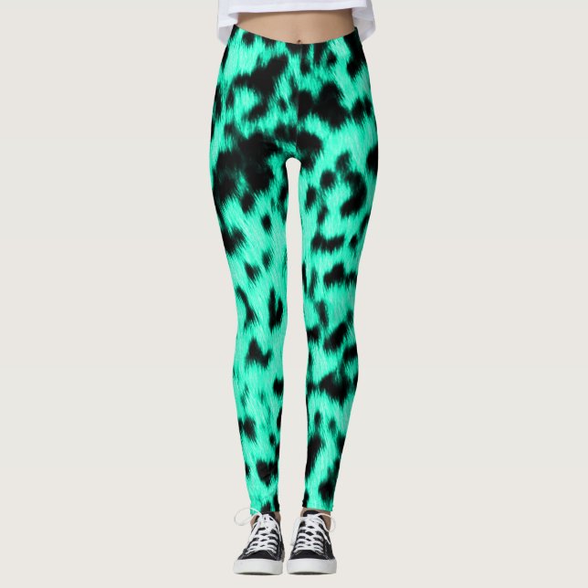 Picante menta Cheetah Rave Love Leggings (Anverso)