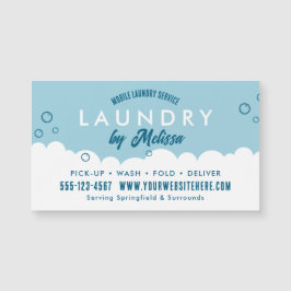 Pick-Up Laundry Service Blue & White Magnetic Card