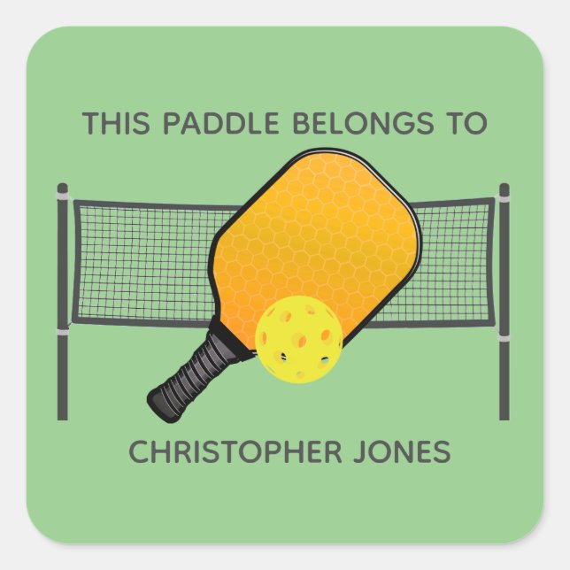Pickle Ball Paddle Design Square Pegatina (Anverso)
