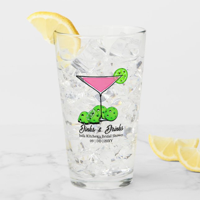 Pickleball Bridal Shower Pink Cocktail Personalize (Anverso (hielo))