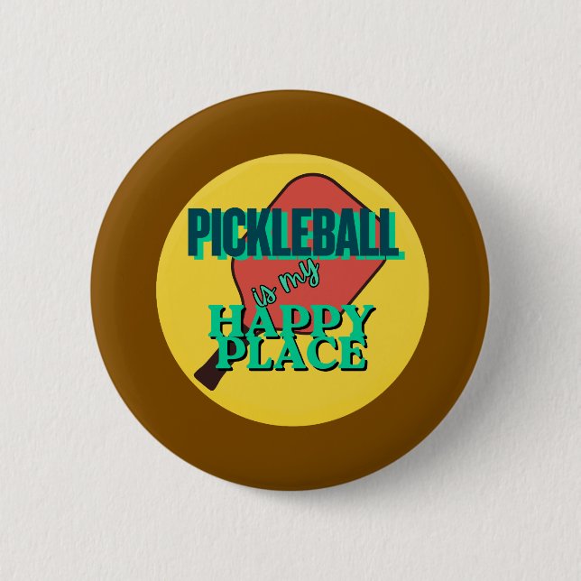 Pickleball es mi botón de humor de lugar feliz (Anverso)