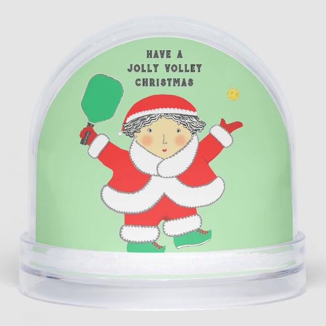 Pickleball Holiday Gift Mrs. Claus Snow Globe (Anverso)