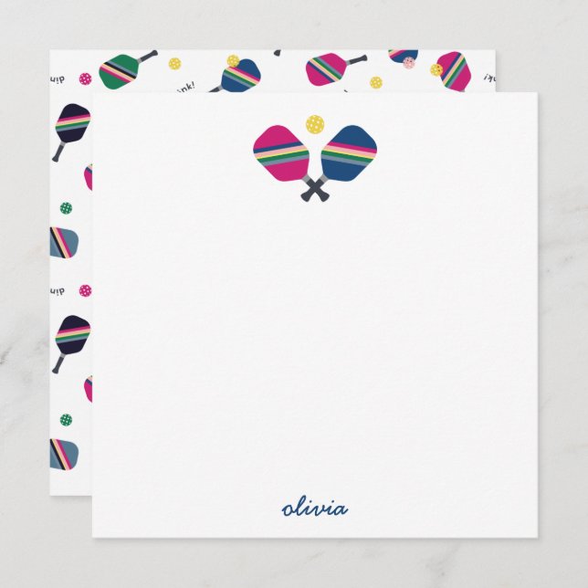 Pickleball Nombre de guión personalizado Tarjeta d (Anverso / Reverso)