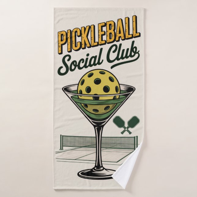 Pickleball Social Club Retro Paddle Court (Toalla de baño)