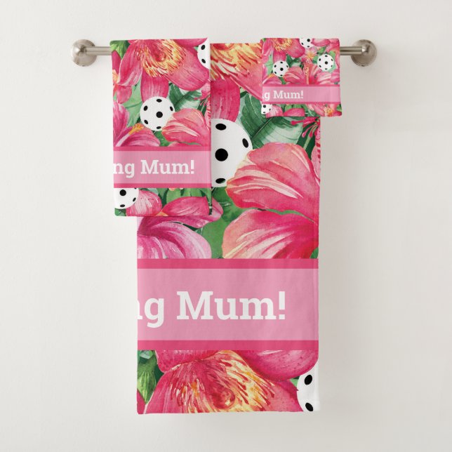 🌺 🌴 Pickleball tropical con hibisco, con texto (In situ)