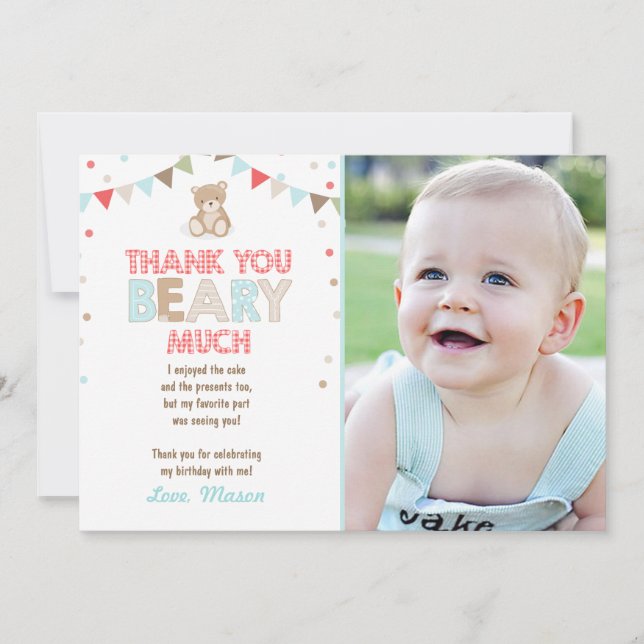 Picnic del oso de Teddy Gracias Tarjeta Osito de T (Anverso)