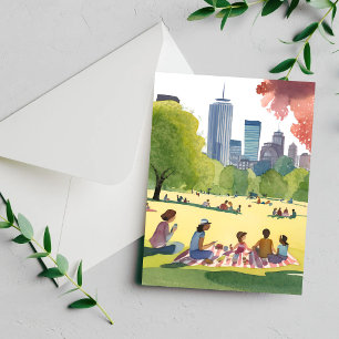 Picnic en Boston Common   Tarjeta de Acuarela de V