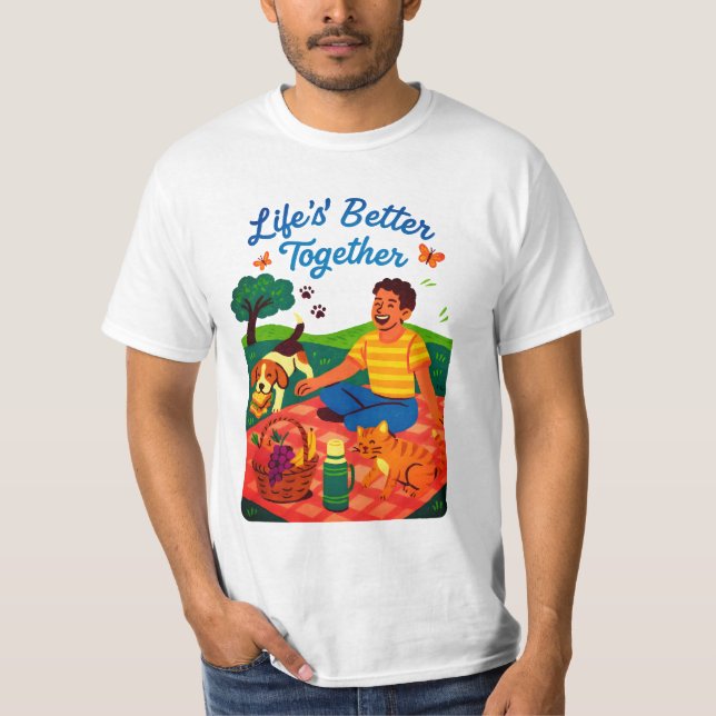 Picnic en la camiseta de moda de Park Fun Pet Love (Anverso)