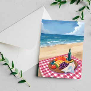 Pícnic en la Playa   Tarjeta de Pintura de la Oril