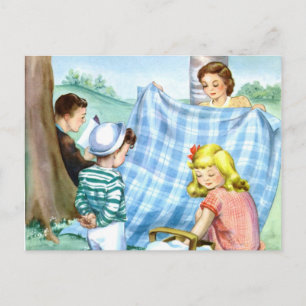 Picnic familiar de postales antiguas