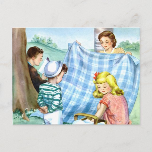 Picnic familiar de postales antiguas (Anverso)