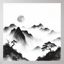 Picos iluminados por la luna: arte de carbón veget