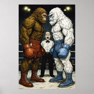 Pie de caballo contra Yeti, combate de boxeo, arte