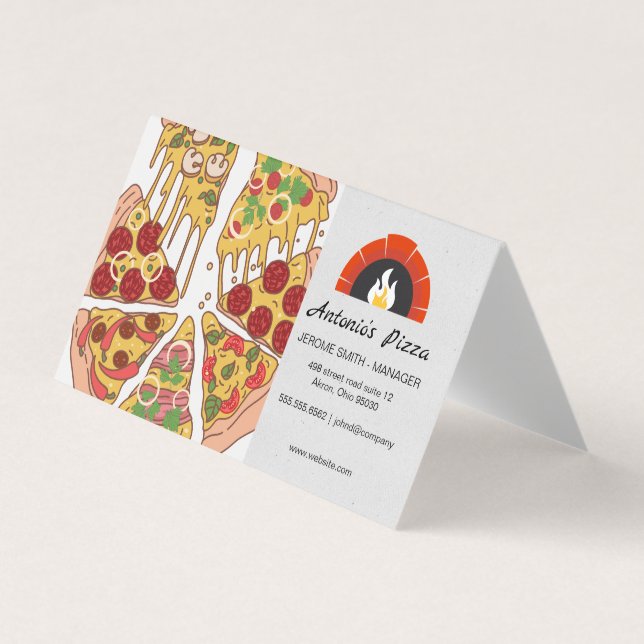 Pie de pizza Slices | Tarjeta de presentación de h (Anverso)