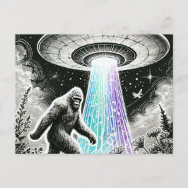 Pie grande y OVNI en la postal forestal