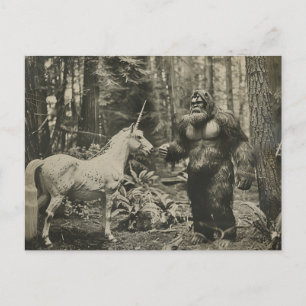 Pie grande y postal de Unicornio