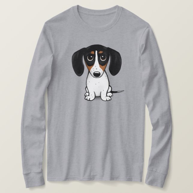 Piebald Dachshund Cortó Camiseta De Perro Camiseta (Anverso del diseño)