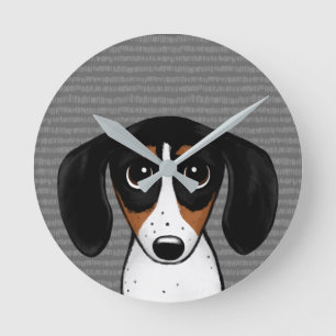 Piebald Dachshund Cute Cuppy Perro Redondo Reloj