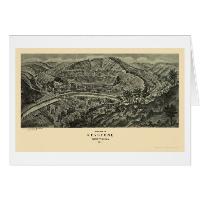 Piedra angular, mapa panorámico de WV - 1911 (Anverso (Horizontal))