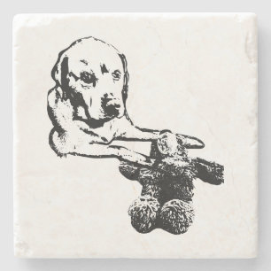 Piedra Arte de Perro y Oso Posavasos de Boceto