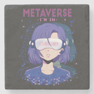Piedra Chica de anime gafas de realidad virtual Posavasos