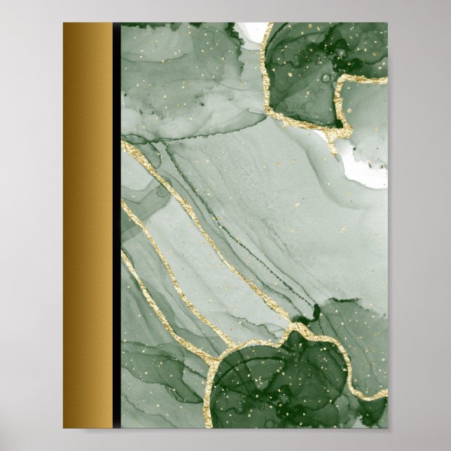 Piedra de mármol blanco verde / arte de borde dora (Frente)
