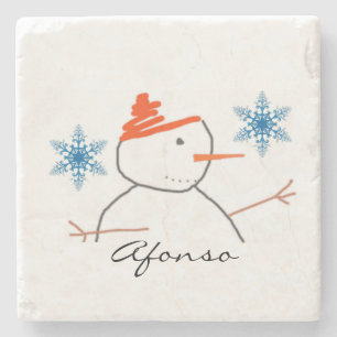 Piedra de mármol de muñeco de nieve Posavasos de N