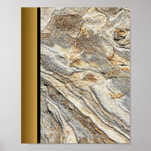 Piedra de mármol gris marrón / arte de borde dorad