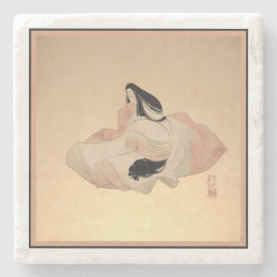 Piedra Delicado grabado japonés antiguo en posavasos de m