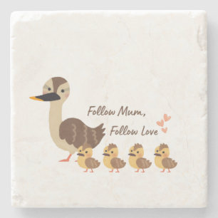Piedra Familia de patos adorables posavasos de mármol