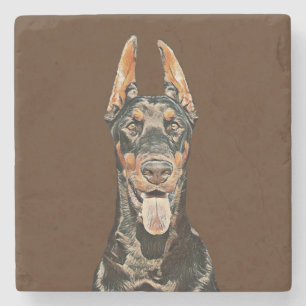 Piedra Hermoso Posavasos de Mármol de Doberman Pinscher P
