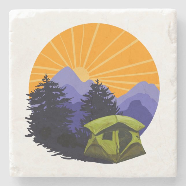 Piedra Juego de Posavasos para Camping con Carpa (Anverso)