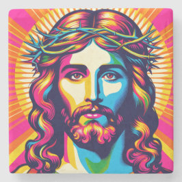 Piedra Posavasos coloridos de Jesús.