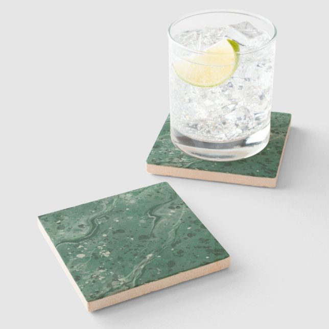 Piedra Posavasos con estampado de mármol verde clásico (Lateral)