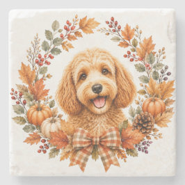 Piedra Posavasos Corona de Otoño Cockapoo