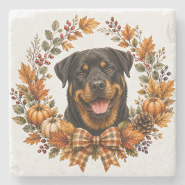 Piedra Posavasos Corona de Otoño Rottweiler