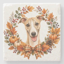 Piedra Posavasos Corona de Otoño Whippet