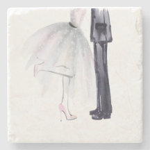Posavasos de acuarela para baile de novios