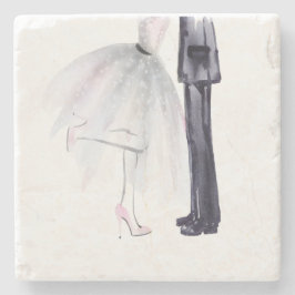 Piedra Posavasos de acuarela para baile de novios